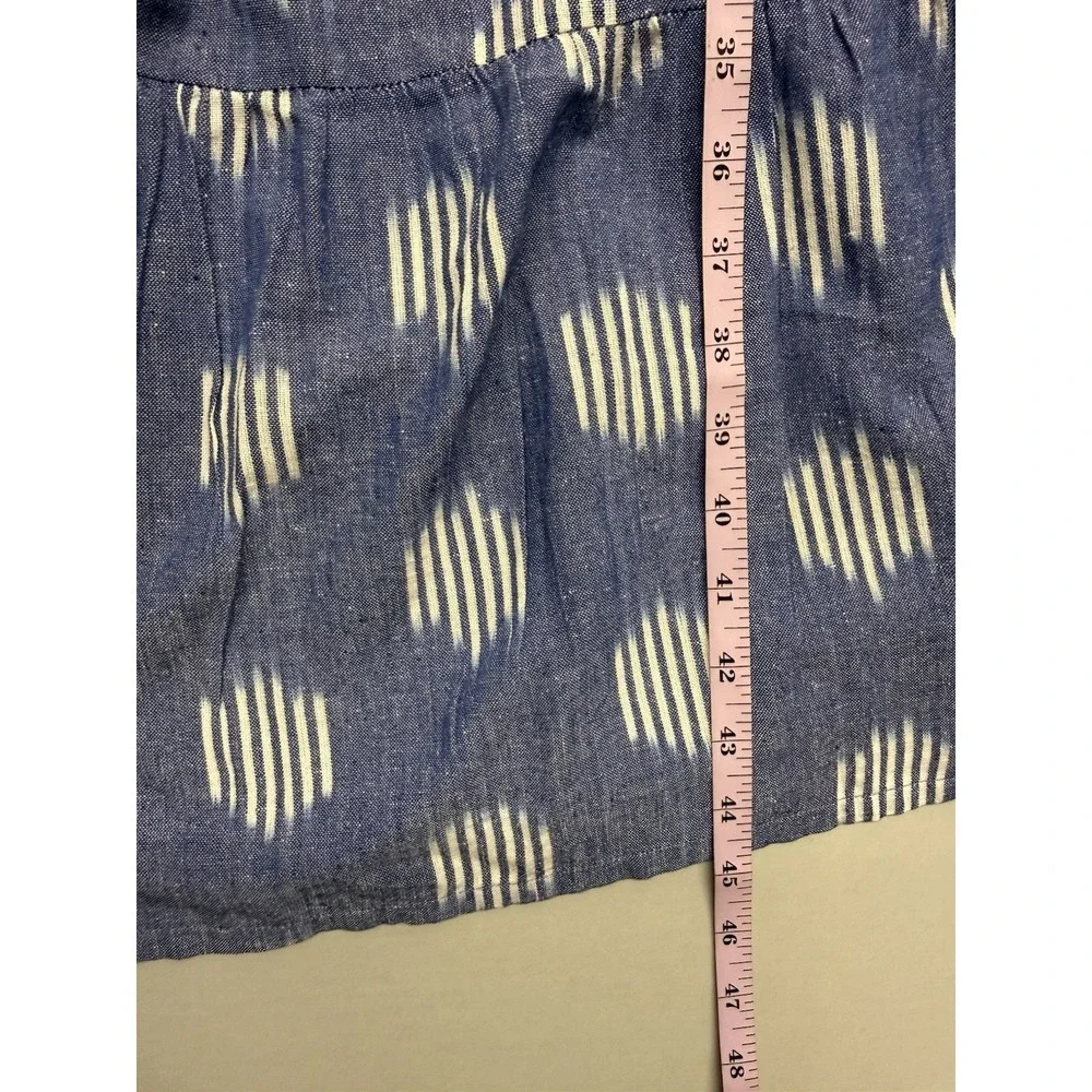 Oliphant Chatham Maxi Dress Blue White Ikat Cotton Tiered - XS